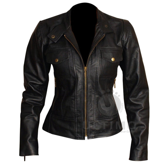 Slim Fit Womens Black Leather Jacket