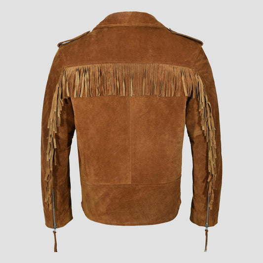 Suede Leather Fringe Jacket for Men