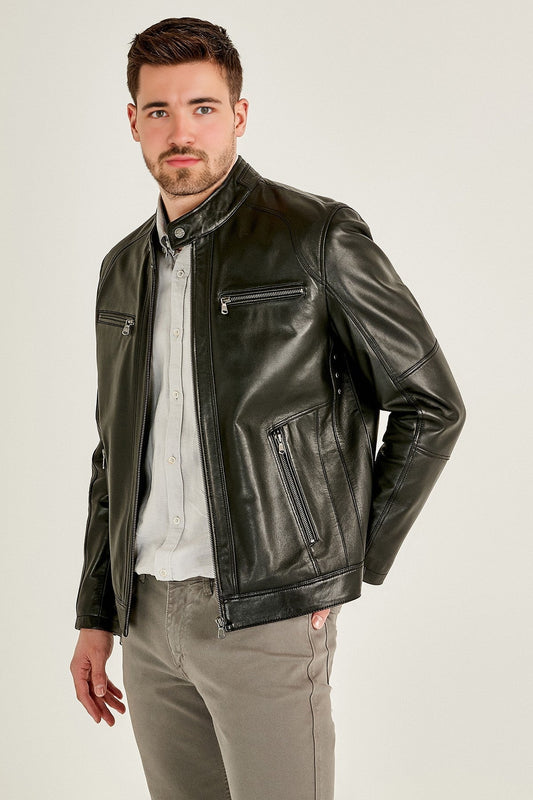 Alonzo Men's Black Leather Jacket