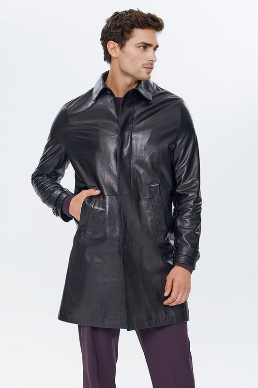 De Bruyne Men's Black Leather Coat