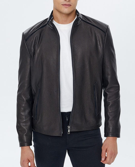 Black Milled Jack Timberlake  Cowhide Leather Jacket