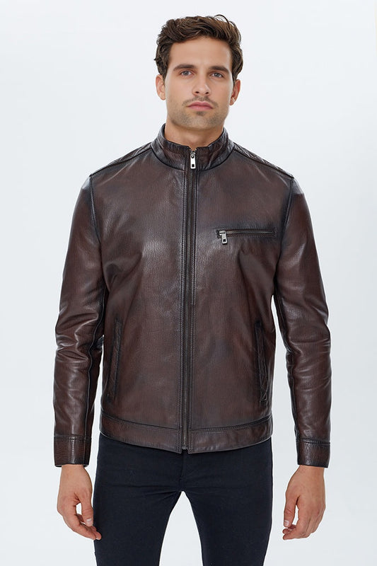  Men's Brown Leather Jacket