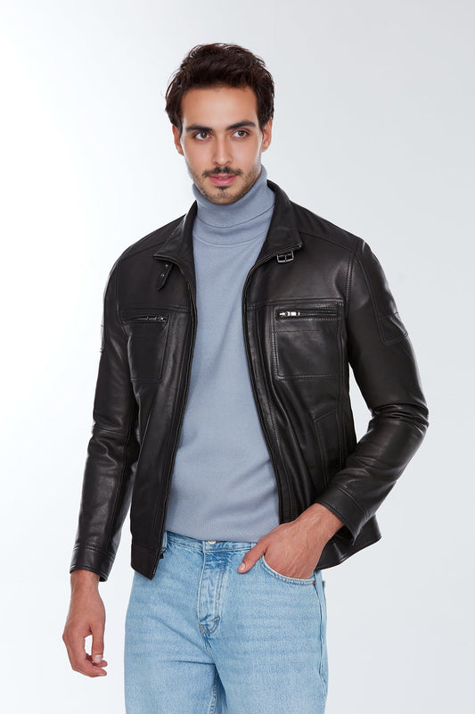 Wade Men's Leather Slim-Fit Jacket