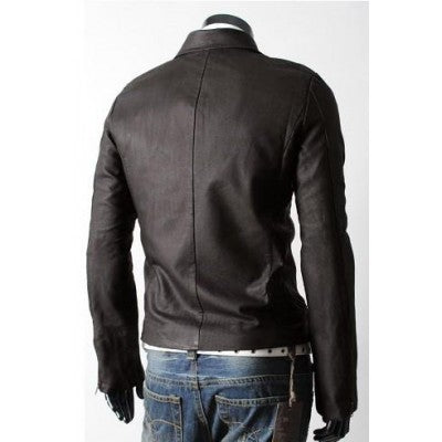 Slim-fit Multi Pocket Black Leather Jacket