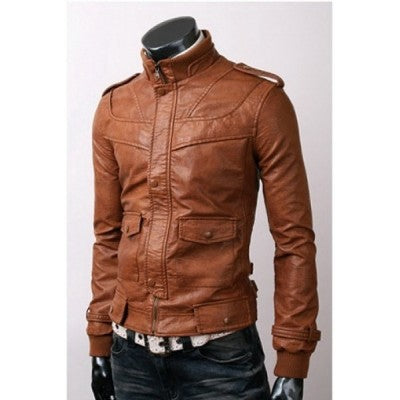 Fashionable Light Brown Leather Jacket