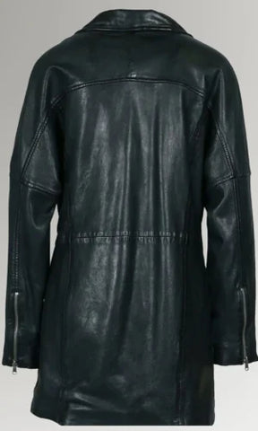 Women's Black Biker Leather Coat