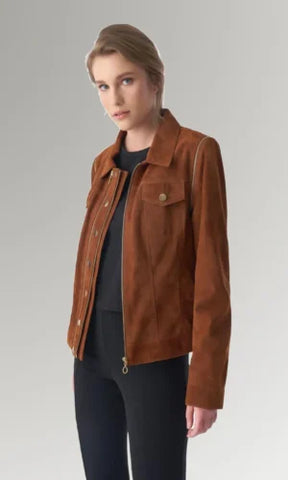 Women's Brown Suede Leather Jacket