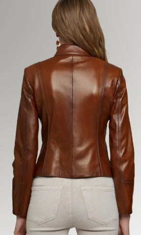 Slim Fit Leather Jacket for Women's