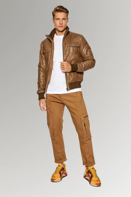  Men’s Ripped Leather Jacket