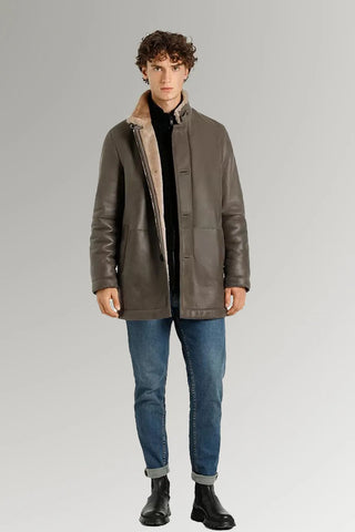 Aviator Shearling Buttoned Mid-length Coat