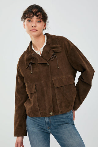 Nova Women's Brown Suede Leather Coat