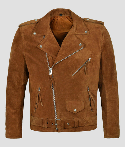Dominic Brown Suede Leather Fringe Jacket for Men