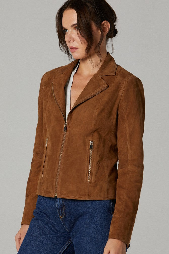 Roma Brown Suede Leather Jacket