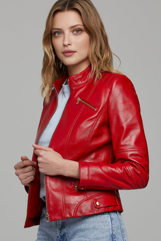 Donna Women's Red Leather Jacket