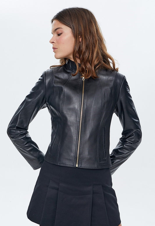 Casual Black Leather Jacket