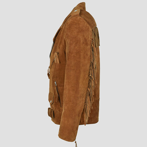 Dominic Brown Fringe Leather Jacket