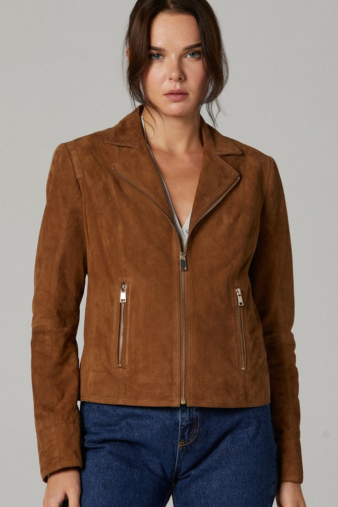 Roma Brown Suede Leather Jacket