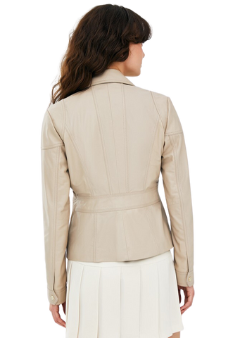 Julia Beige Women Sheepskin Leather Jacket