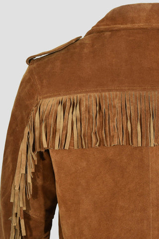 Dominic Brown Suede Leather Fringe Jacket for Men