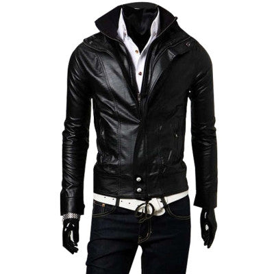 Mens Slimfit Rider Double Collar Leather Jacket