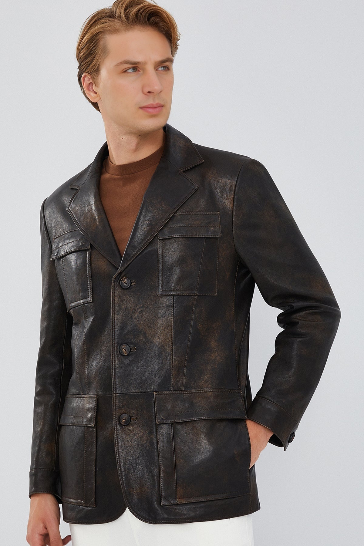 Kane Men's Brown Leather Jacket