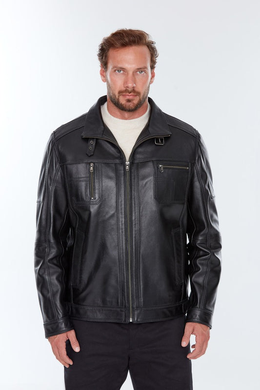Brad Black Men's Cowhide Leather Jacket