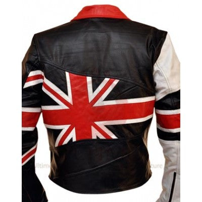 Mens Slimfit British Flag Leather Jacket