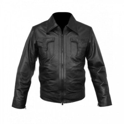 Classic Black Mens Leather Bomber Jacket
