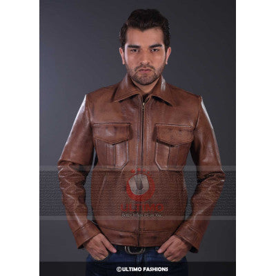 Copper Classic Distressed Brown Leather Jacket