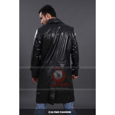 Neo Black Leather Trench Coat Mens Long Jacket