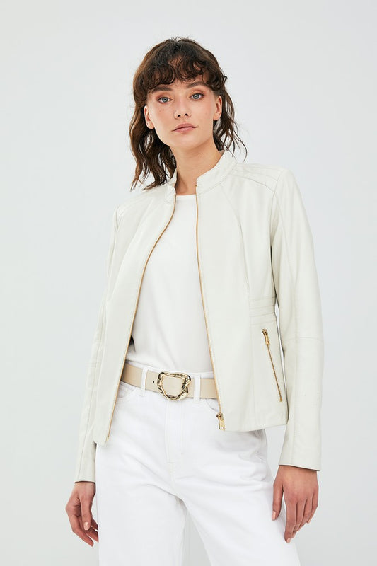 Diana White Sheepskin Leather Jacket
