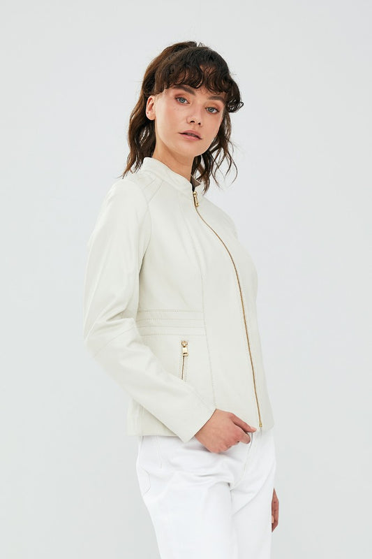 Diana White Sheepskin Leather Jacket