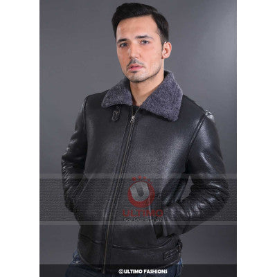 Fur Collar Bomber Stylish Leather Jacket