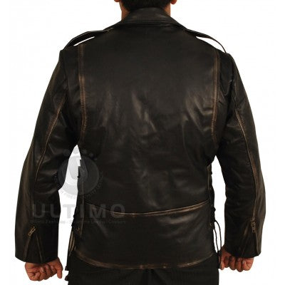  Distressed Black Heavy Duty Leather Jacket