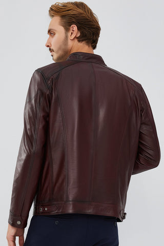 Maxim Men's Claret Red Leather Jacket