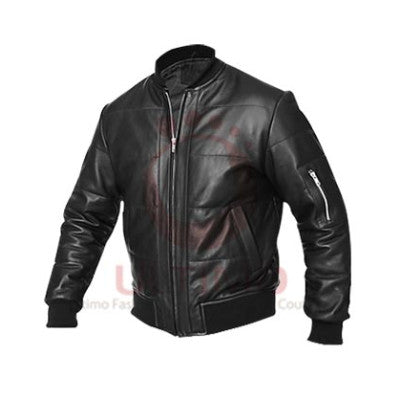 Liberty Bomber Quilted Black Leather Jacket