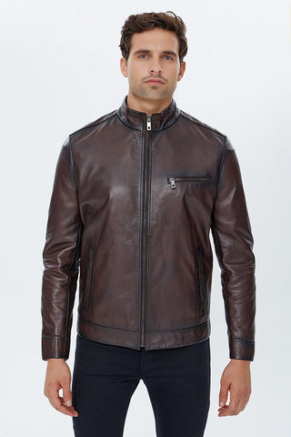 Benzema Men's Brown Leather Jacket