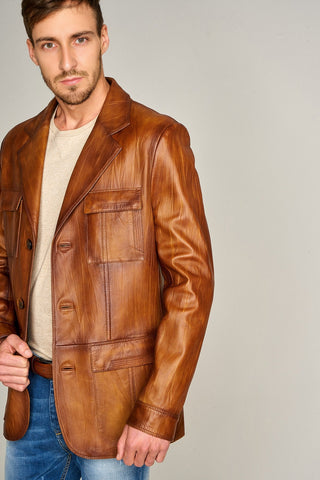 Kevin Men's Camel Leather Jacket