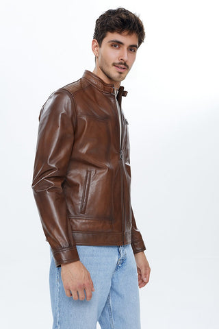 Felibe Men's Cognac Leather Jacket