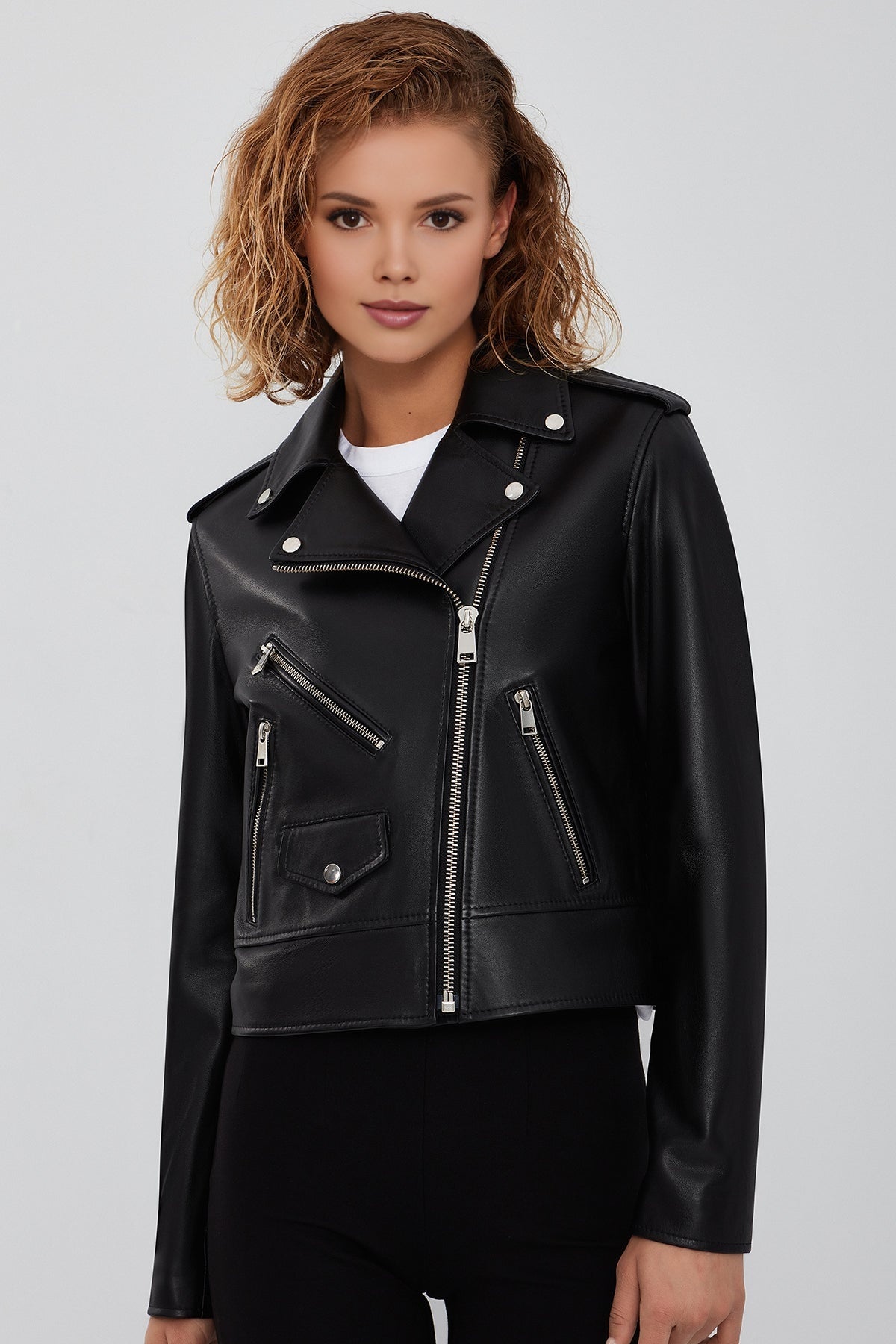 New Look Women's Black Biker Leather Jacket