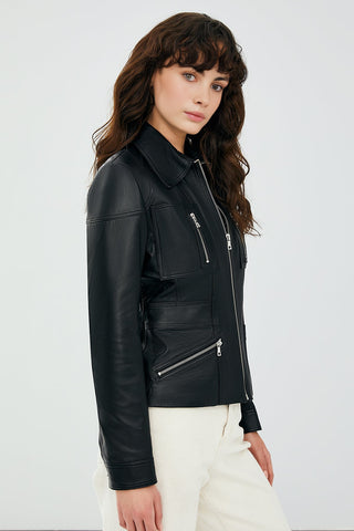 Hannah Women's Black Leather Jacket