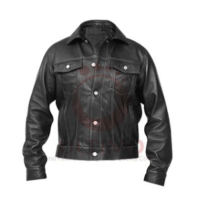 Cross Black Denim Leather Jacket