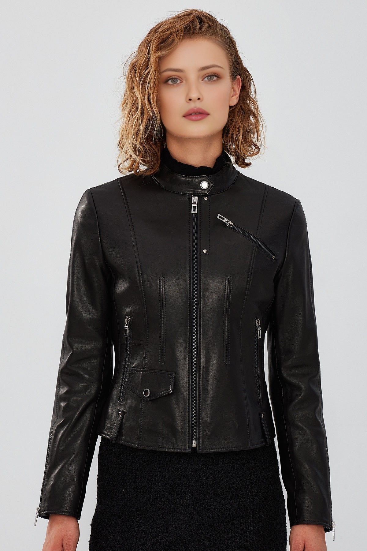 Madison Women's Black Short Leather Jacket