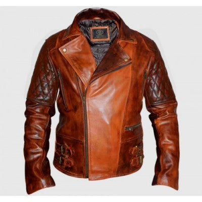 Classic Brown Vintage Leather Biker Jacket