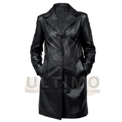 Trench Coat: Women's Black Leather Trench Coat At Best Price