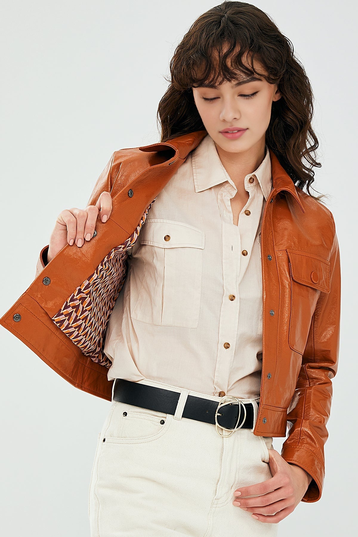 Emma Tile Women's Short Leather Jacket