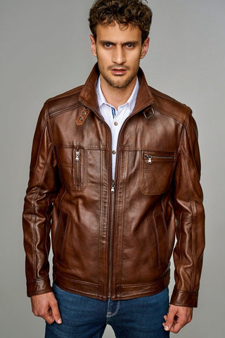 Muller Men's Cognac Leather Jacket