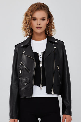 New Look Women's Black Biker Leather Jacket