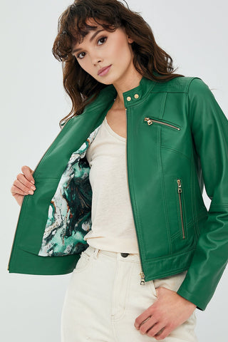 Kylie Women's Green Leather Jacket