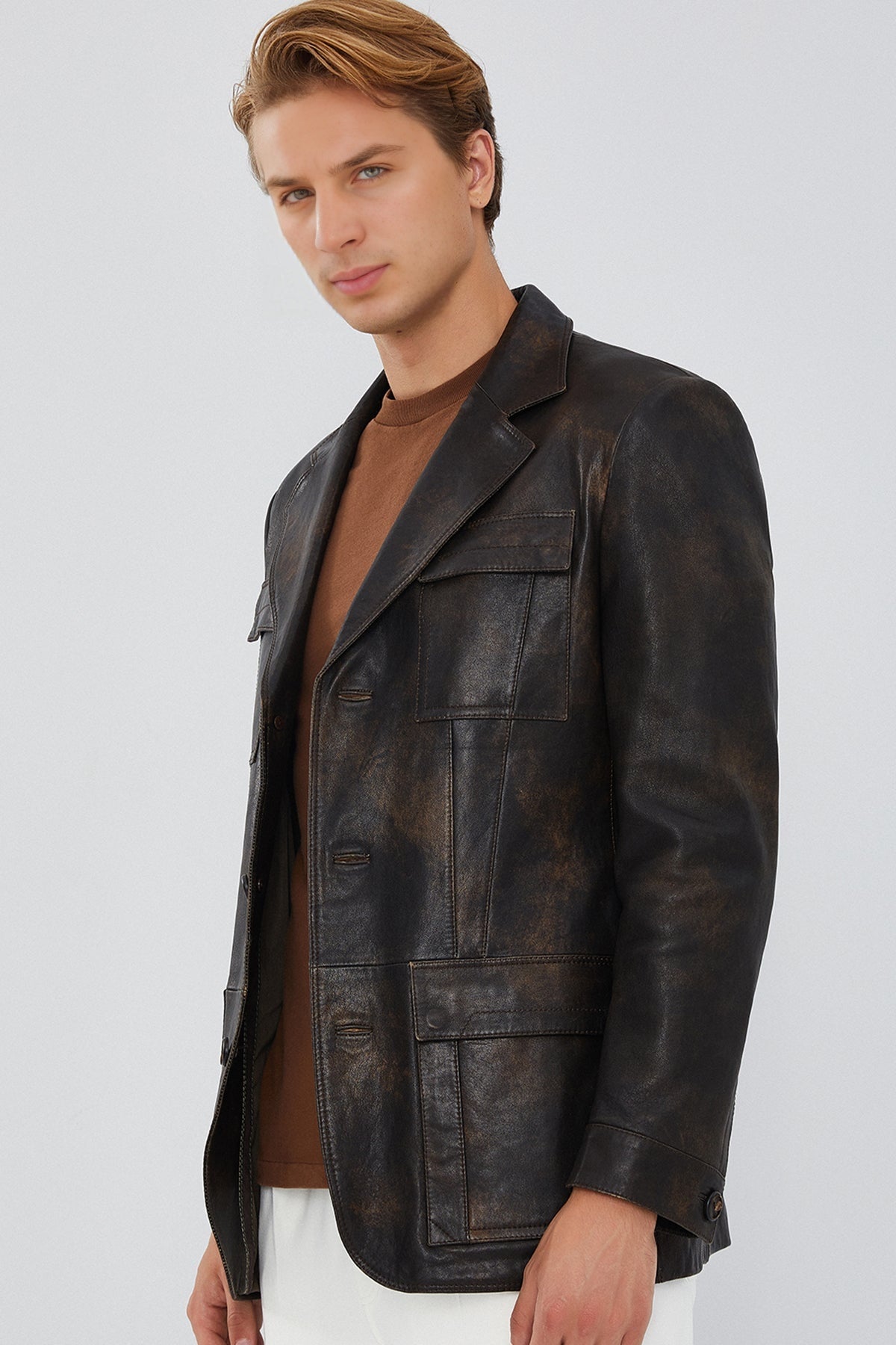 Kane Men's Brown Leather Jacket